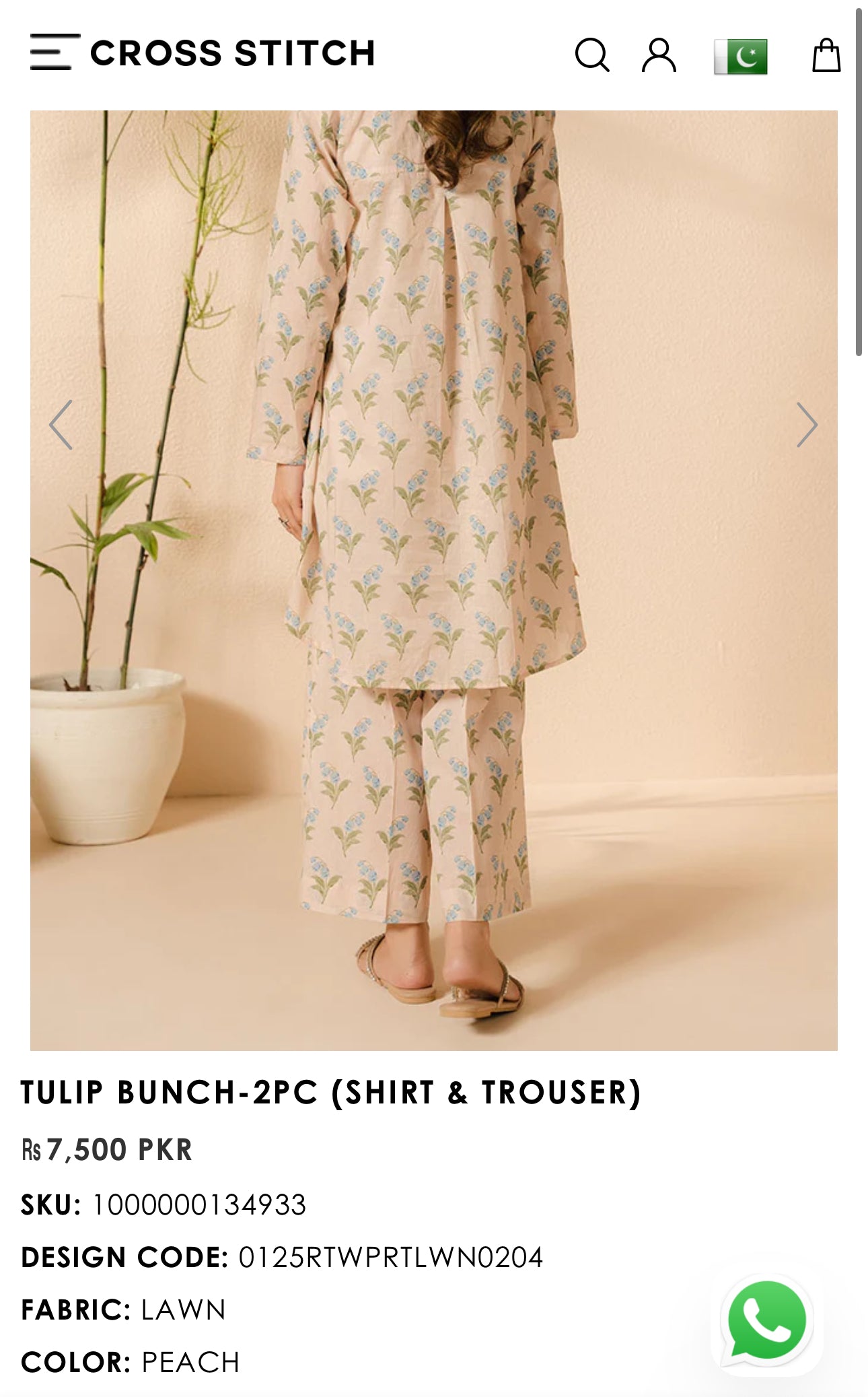 2pc Cross Stitch Stitched Tulip Bunch(Shirt & Trousers)