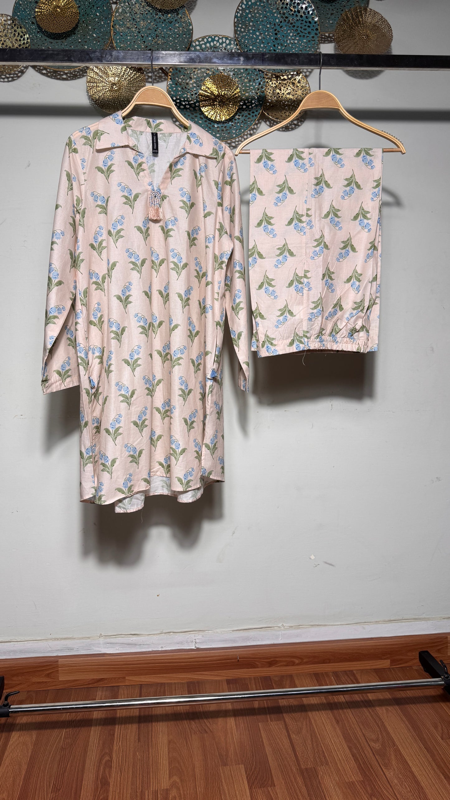 2pc Cross Stitch Stitched Tulip Bunch(Shirt & Trousers)
