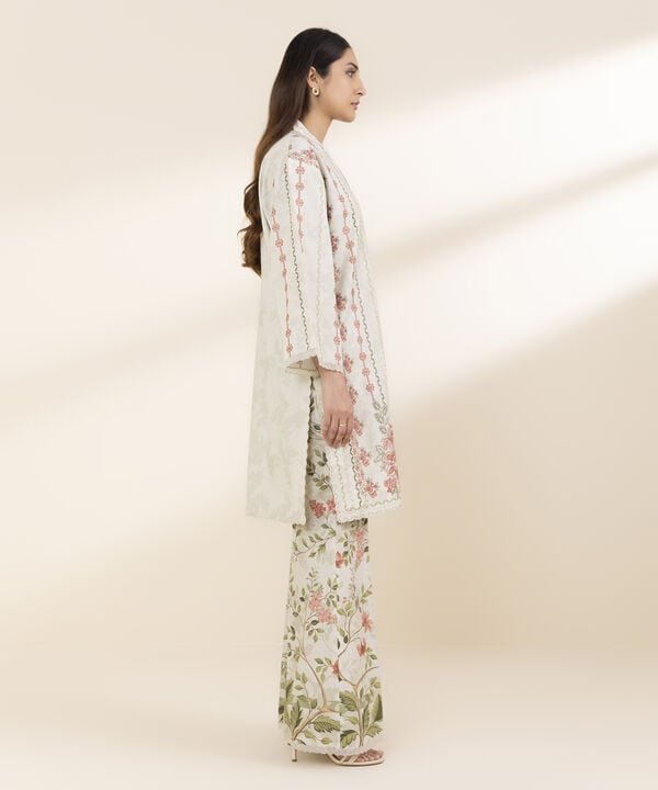 2 Piece - Embroidered Cotton Jacquard Suit