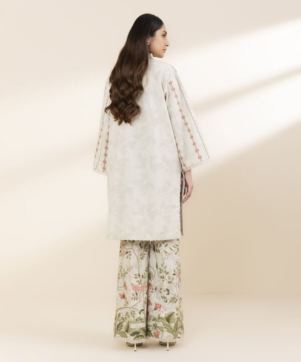 2 Piece - Embroidered Cotton Jacquard Suit