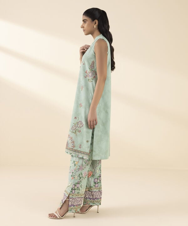 2 Piece - Embroidered Cotton Jacquard Suit