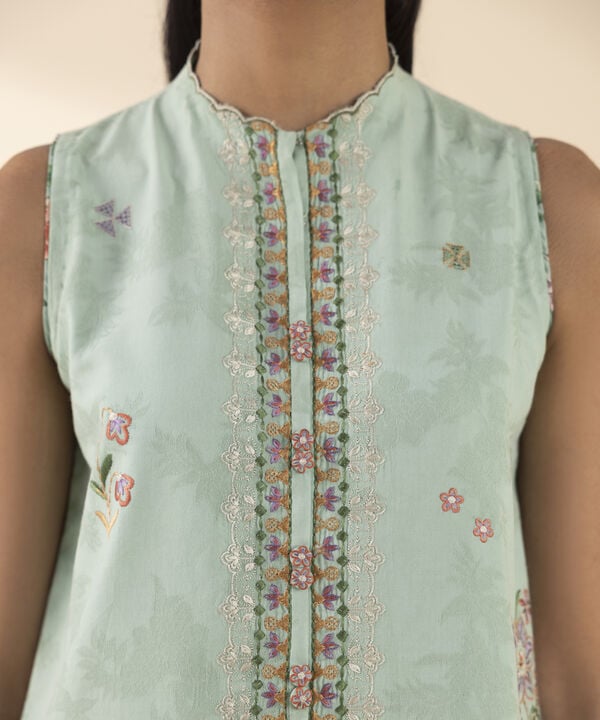 2 Piece - Embroidered Cotton Jacquard Suit