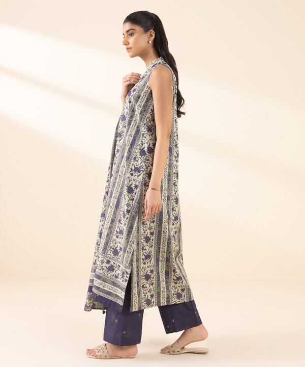 3 Piece - Printed Zari Lawn Suit