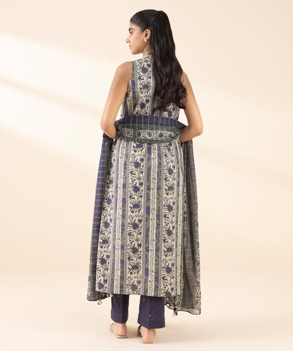 3 Piece - Printed Zari Lawn Suit