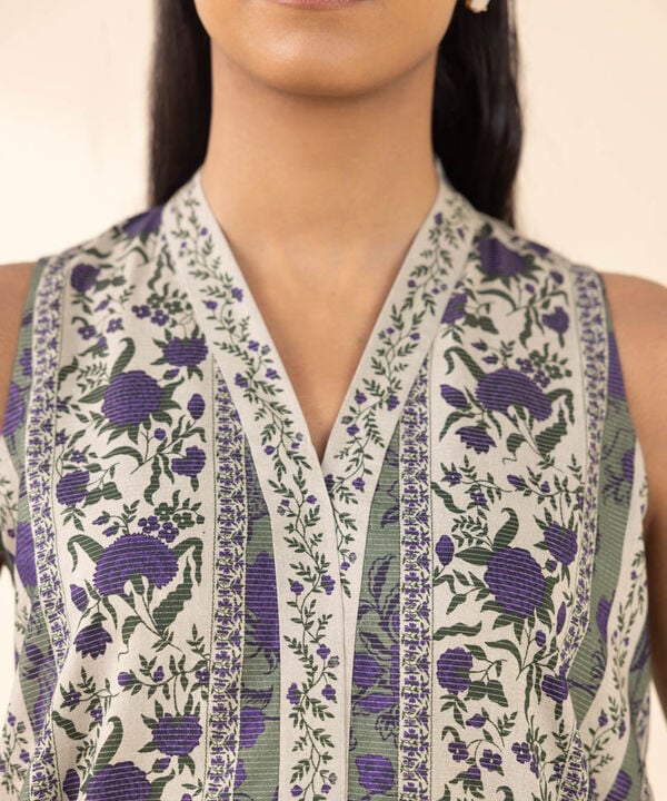 3 Piece - Printed Zari Lawn Suit