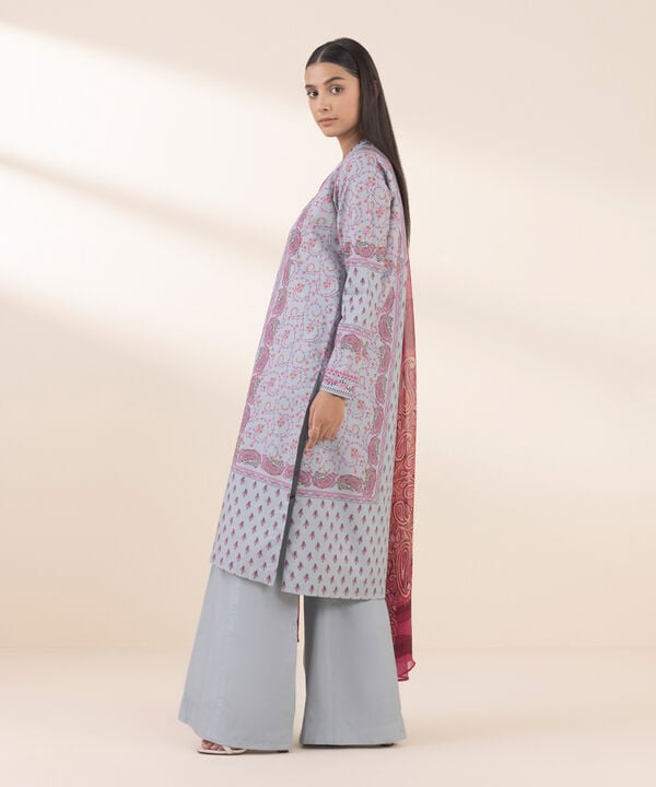 3 Piece - Printed Cotton Suit