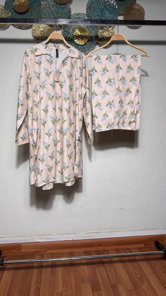 2pc Cross Stitch Stitched Tulip Bunch(Shirt & Trousers)