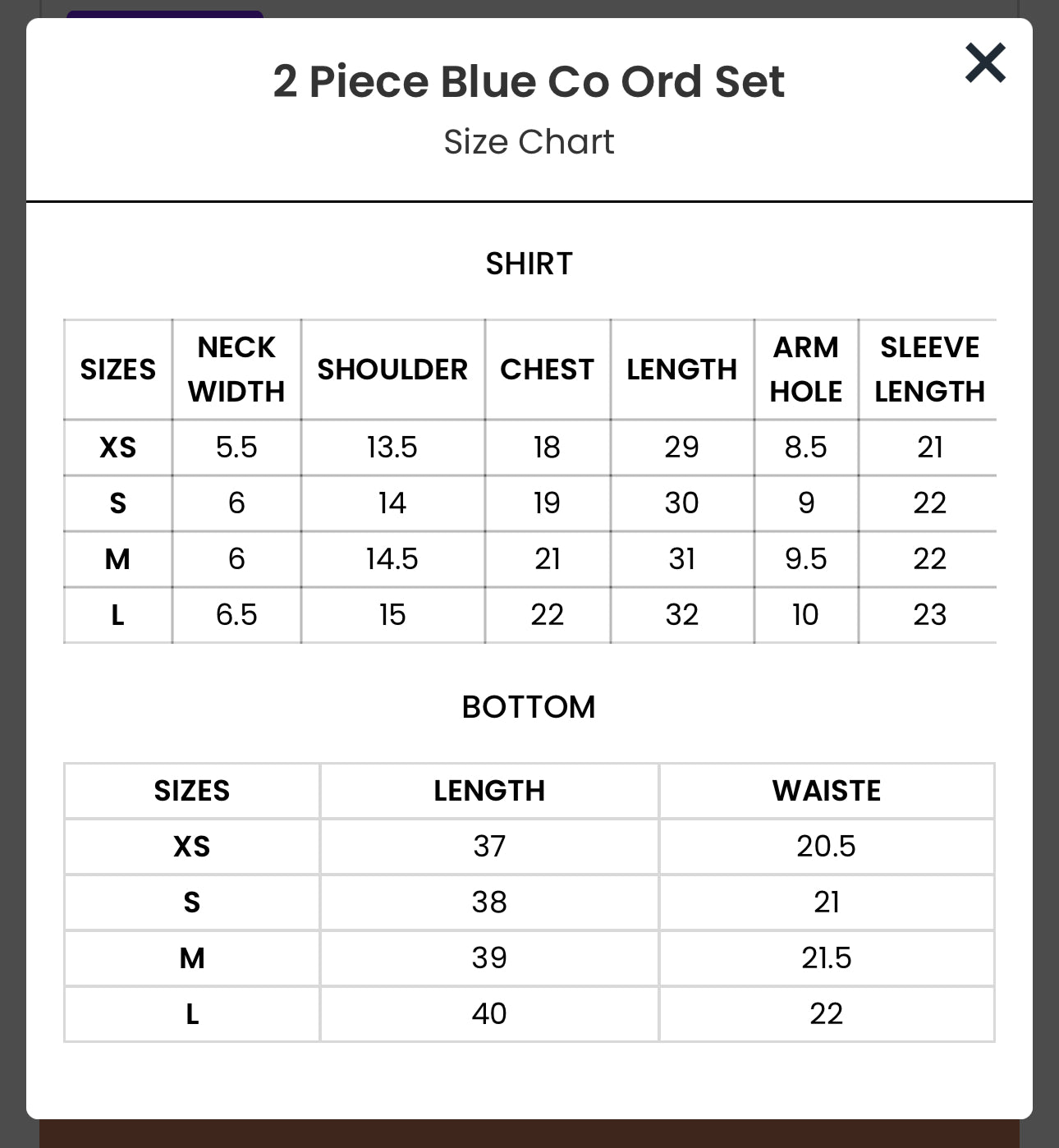 2 PIECE BLUE CO ORD SET