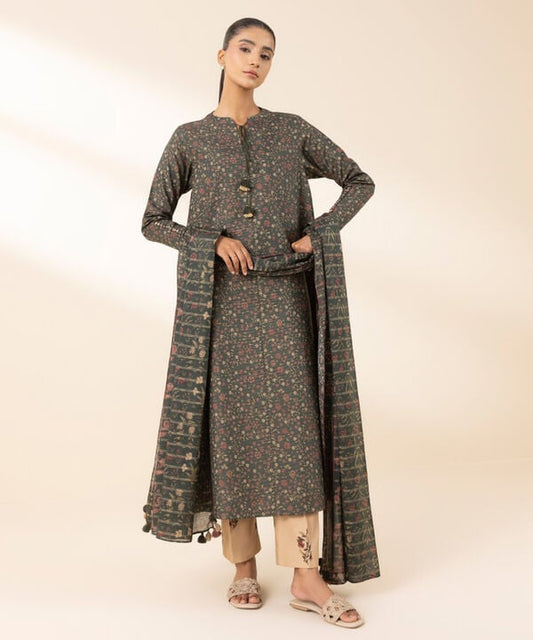 3 Piece - Printed Zari Lawn Suit