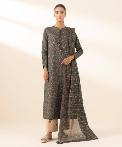 3 Piece - Printed Zari Lawn Suit