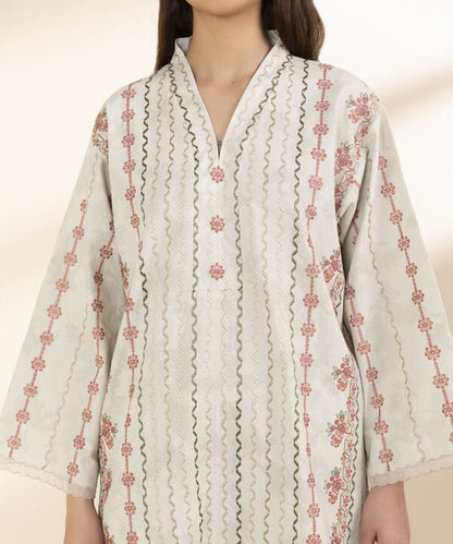 2 Piece - Embroidered Cotton Jacquard Suit