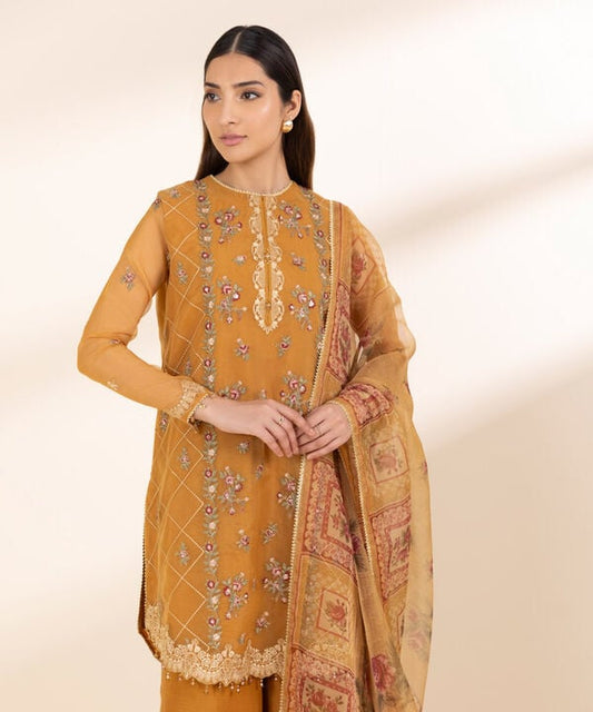 3 Piece - Embroidered Organza Suit