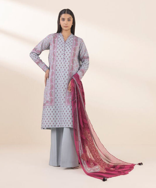 3 Piece - Printed Cotton Suit