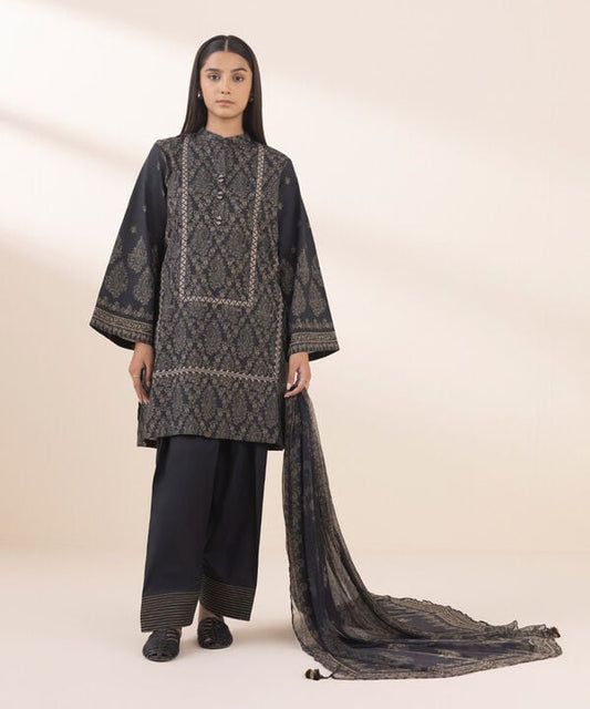 3 Piece - Printed Cotton Suit