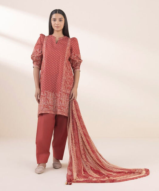3 Piece - Printed Cotton Suit