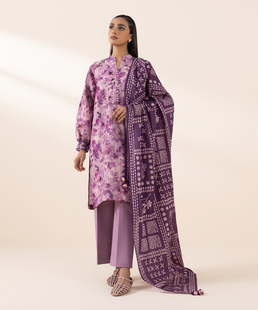3 PIECE PRINTED LIGHT KHADDAR SUIT
